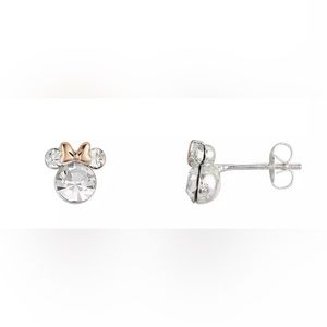 Disney earrings silver with rose gold bow